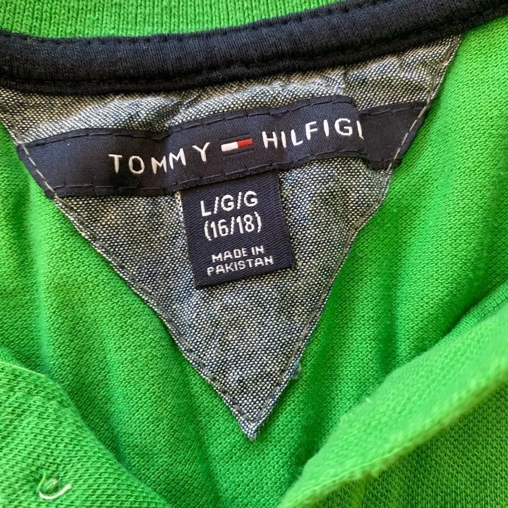 Tommy Hilfiger. green polo. Size 16-18. Boys